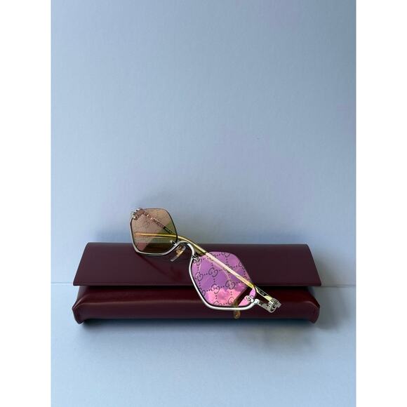 NEW Gucci GG1604S Gold Cat Eye Logo Mirror Sunglasses $720 main image 6